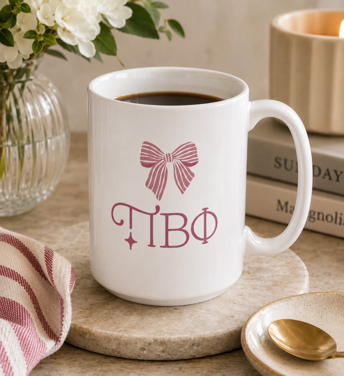 Pi Beta Phi Ceramic Mug 15 oz. - Bow | Pi Phi Big Little Gifts

