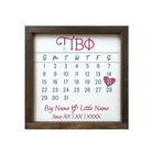 Pi Beta Phi Personalized Big Little Calendar Framed Sign 12x12 Walnut