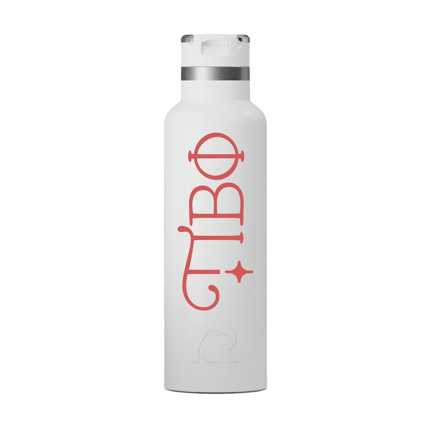 Pi Beta Phi RTIC 20 oz Ceramic Lined Water Bottle Tumbler UV Print Coral