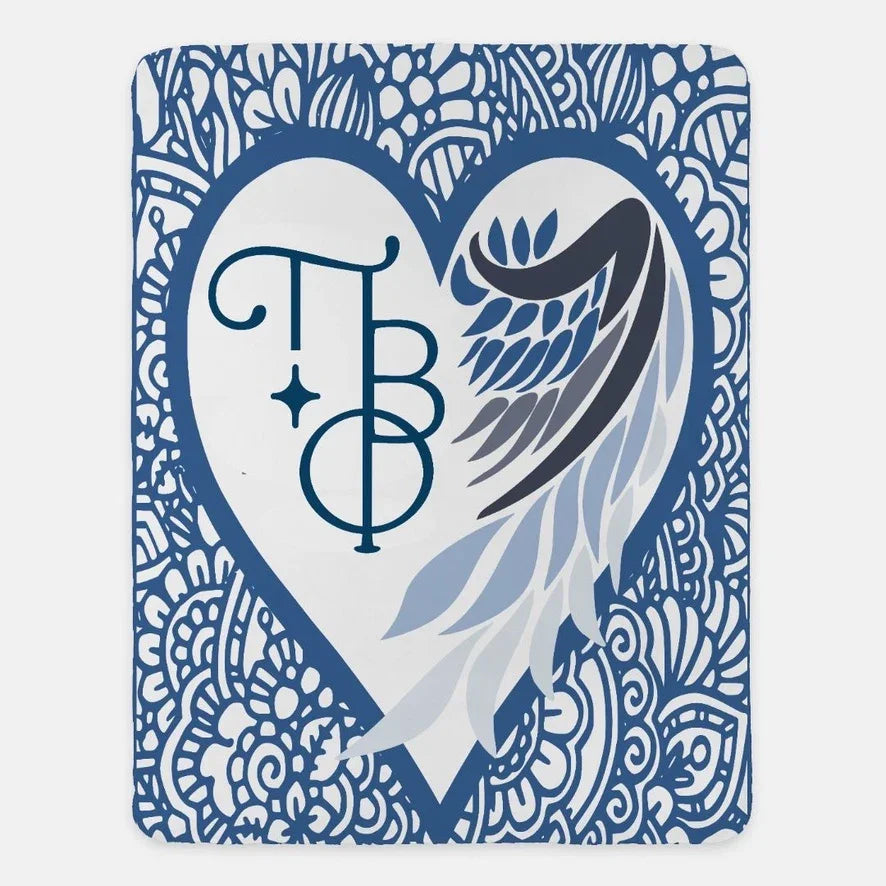 Pi Phi XL 60x80 Sherpa Throw Blanket - Mandala Heart Angel Wing | Pi Beta Phi
