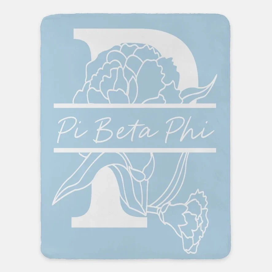 Pi Beta Phi XL 60x80 Sherpa Throw Blanket Carnation Monogram