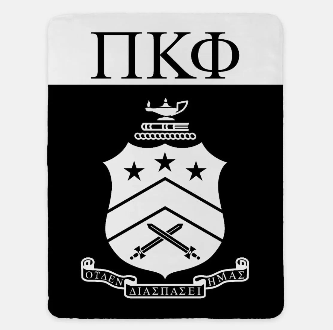 Pi Kappa Phi XL 60x80 Blanket - Coat of Arms Wide Band Black Throw Blankets