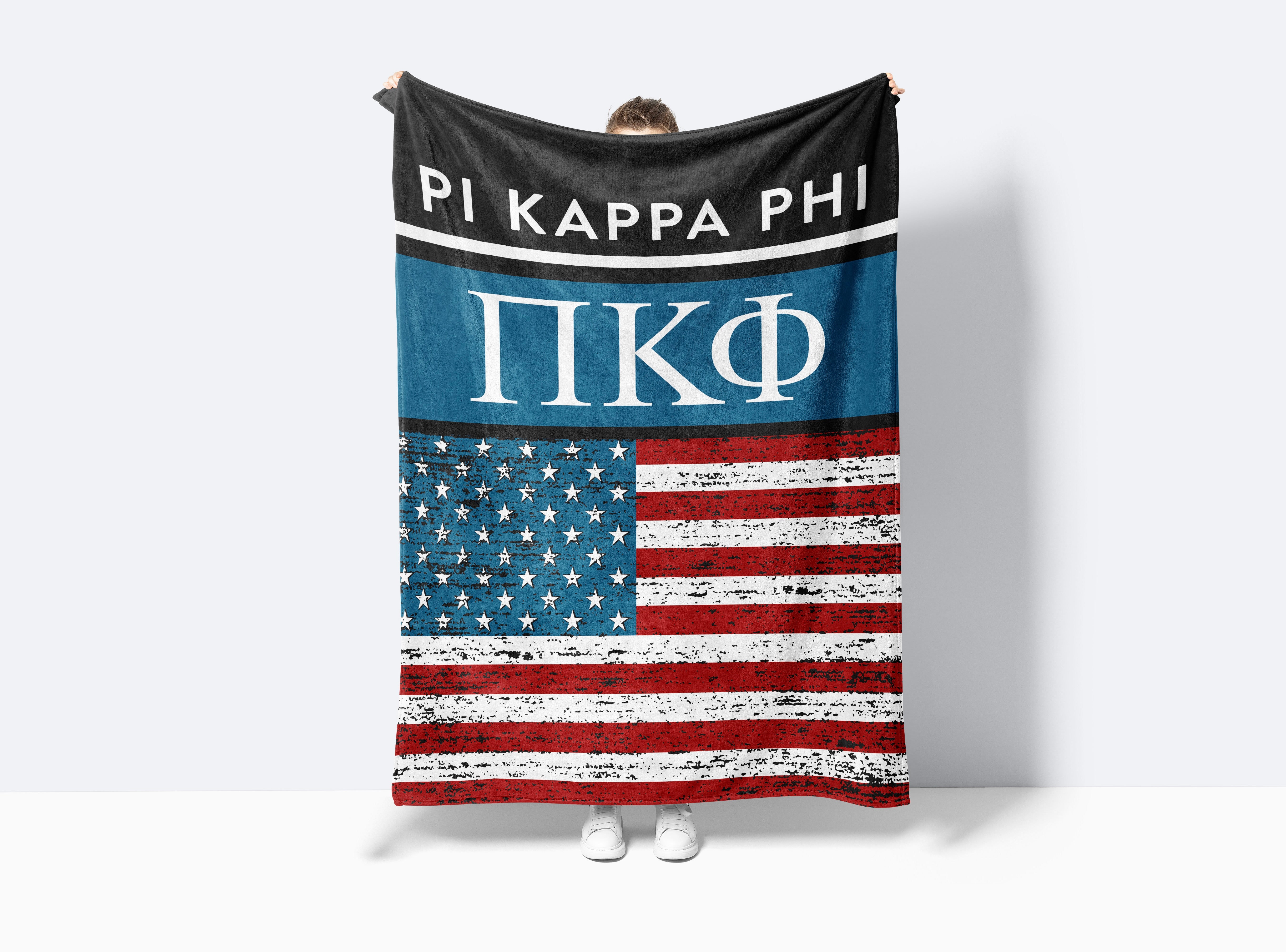 Pi Kappa Phi XL 60x80 Sherpa Blanket - American Flag | Custom Gifts