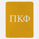 Pi Kappa Phi XL 60x80 Sherpa Throw Blanket - Greek Letters Gold Throw Blankets