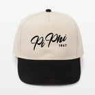 Pi Phi Embroidered Two Tone Baseball Cap Hat Script 1867 Black