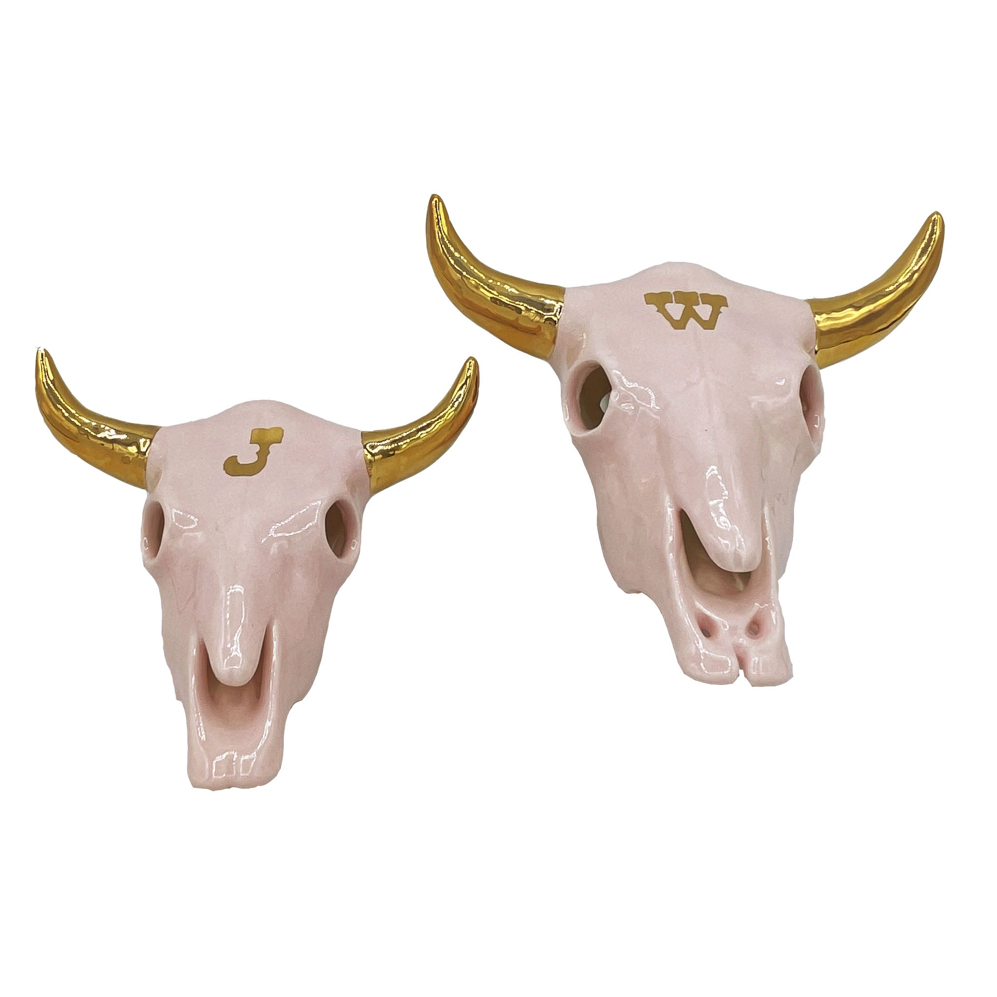 Monogrammed Cow Skull with Gold Accent