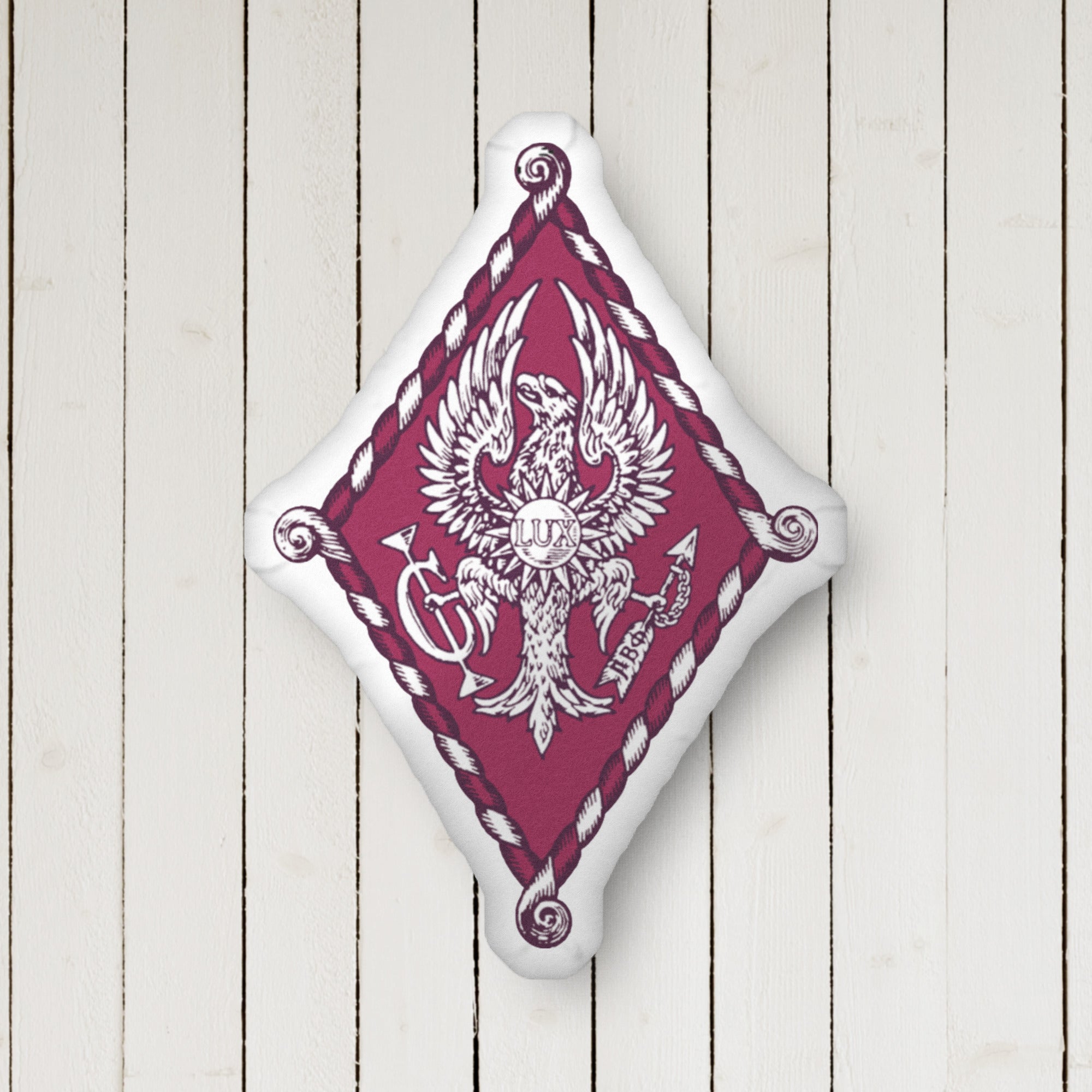 Product mockupProdPi Beta Phi Crest Custom-shaped Throw Pillow