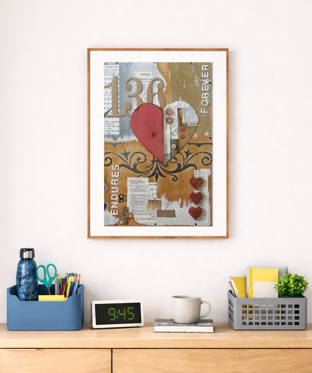 His Love Endures Forever Collage Art Prints | Religious Wall Art