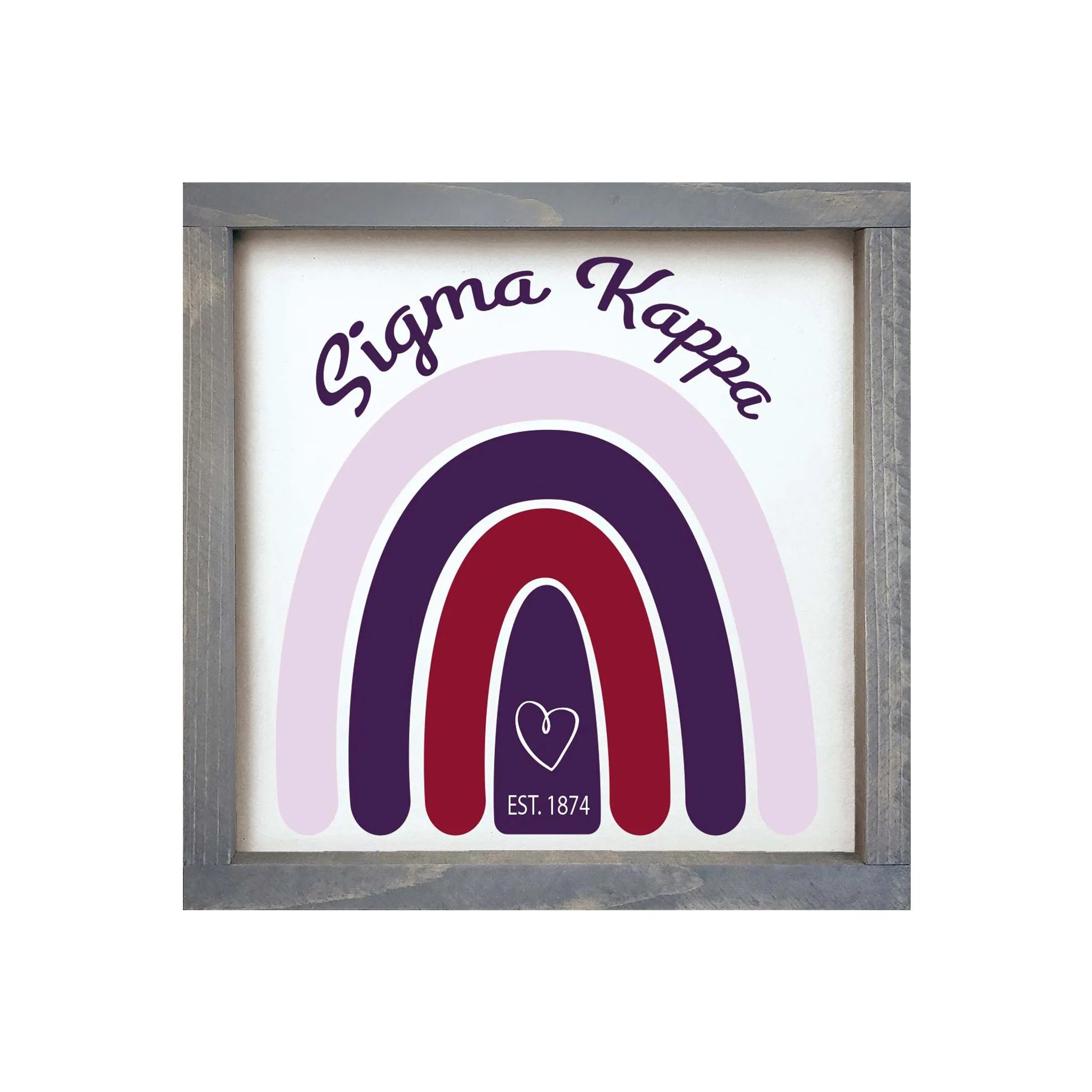 Sigma Kappa Wood Framed Sign - Rainbow  12"x12" | Official Merchandise | Custom Gifts | Festive Fit Home