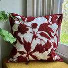 Red and White Floral Embroidered Pillow Cover | Bold Dorm Decor