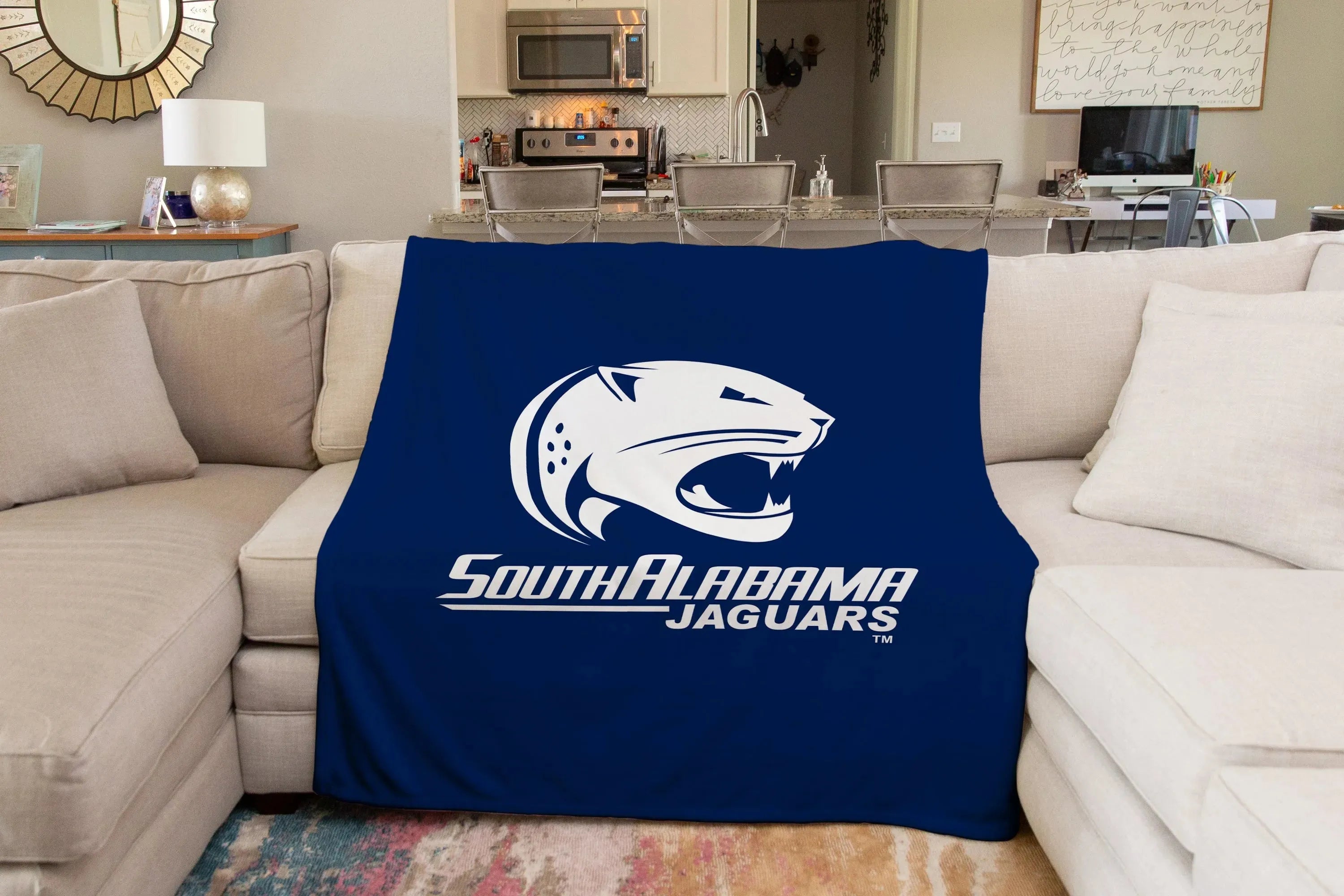University of South Alabama XL 60x80 Sherpa Blanket - Blue Throw Blankets