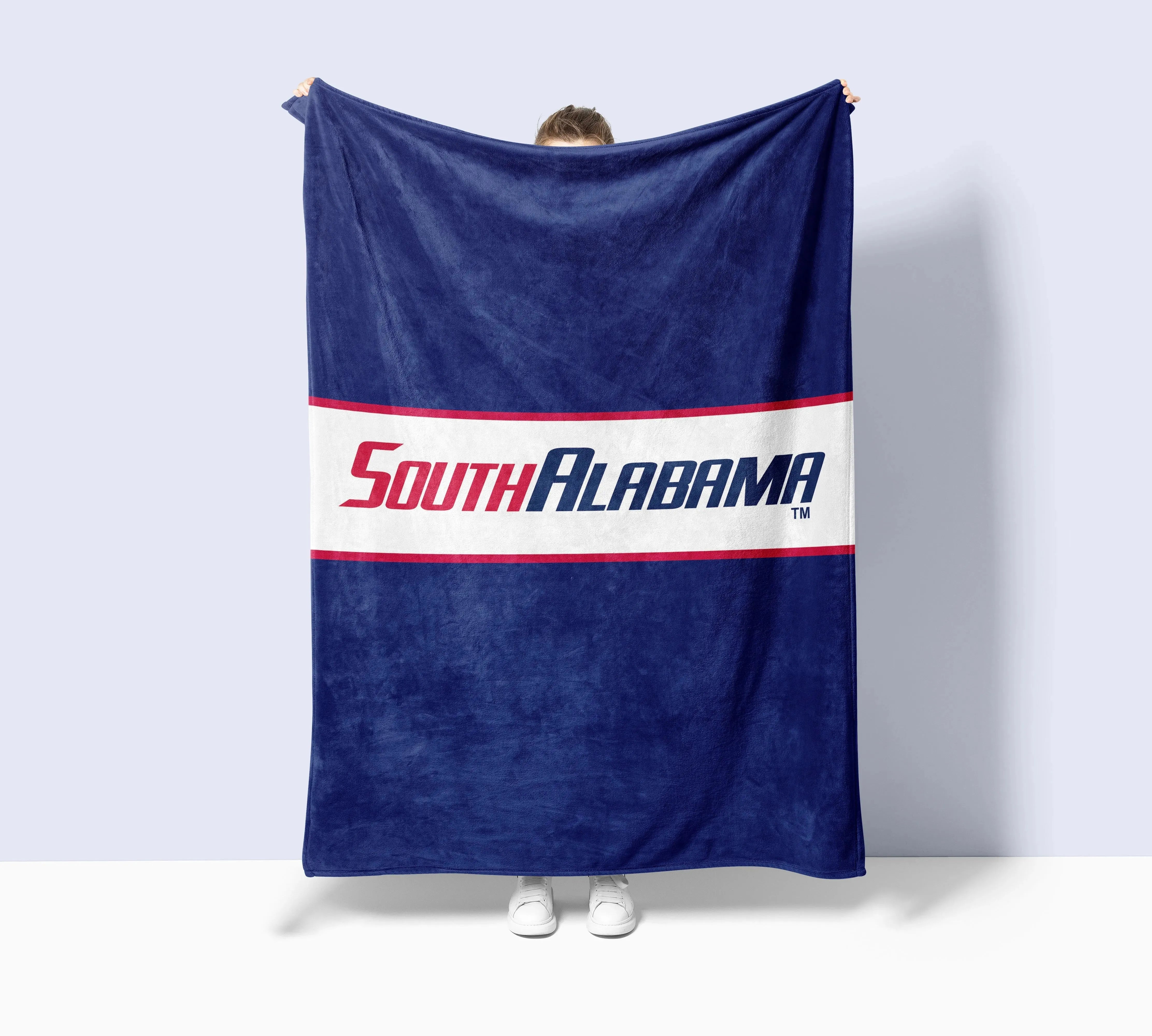 University of South Alabama XL 60x80 Traditional Sherpa Blanket Throw Blankets