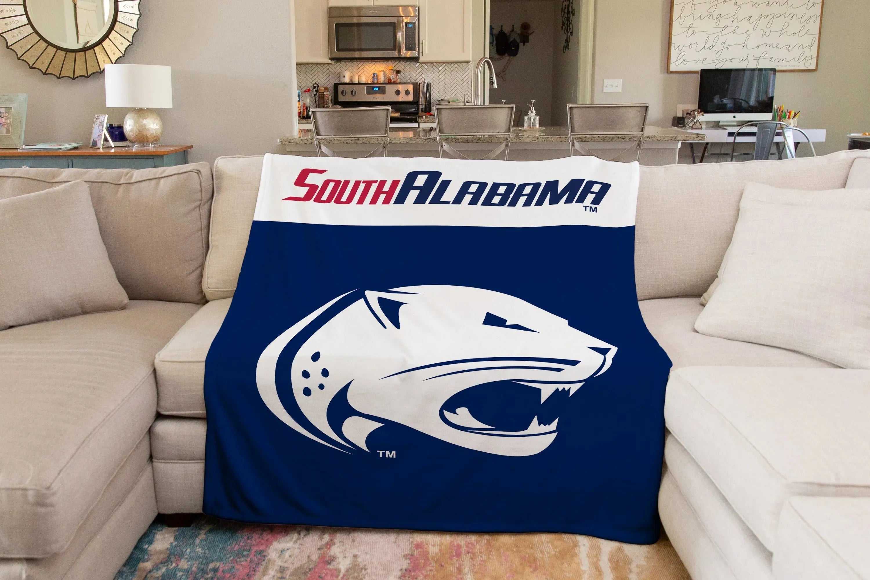South Alabama XL 60x80 Sherpa Blanket - Wide Band Throw Blankets