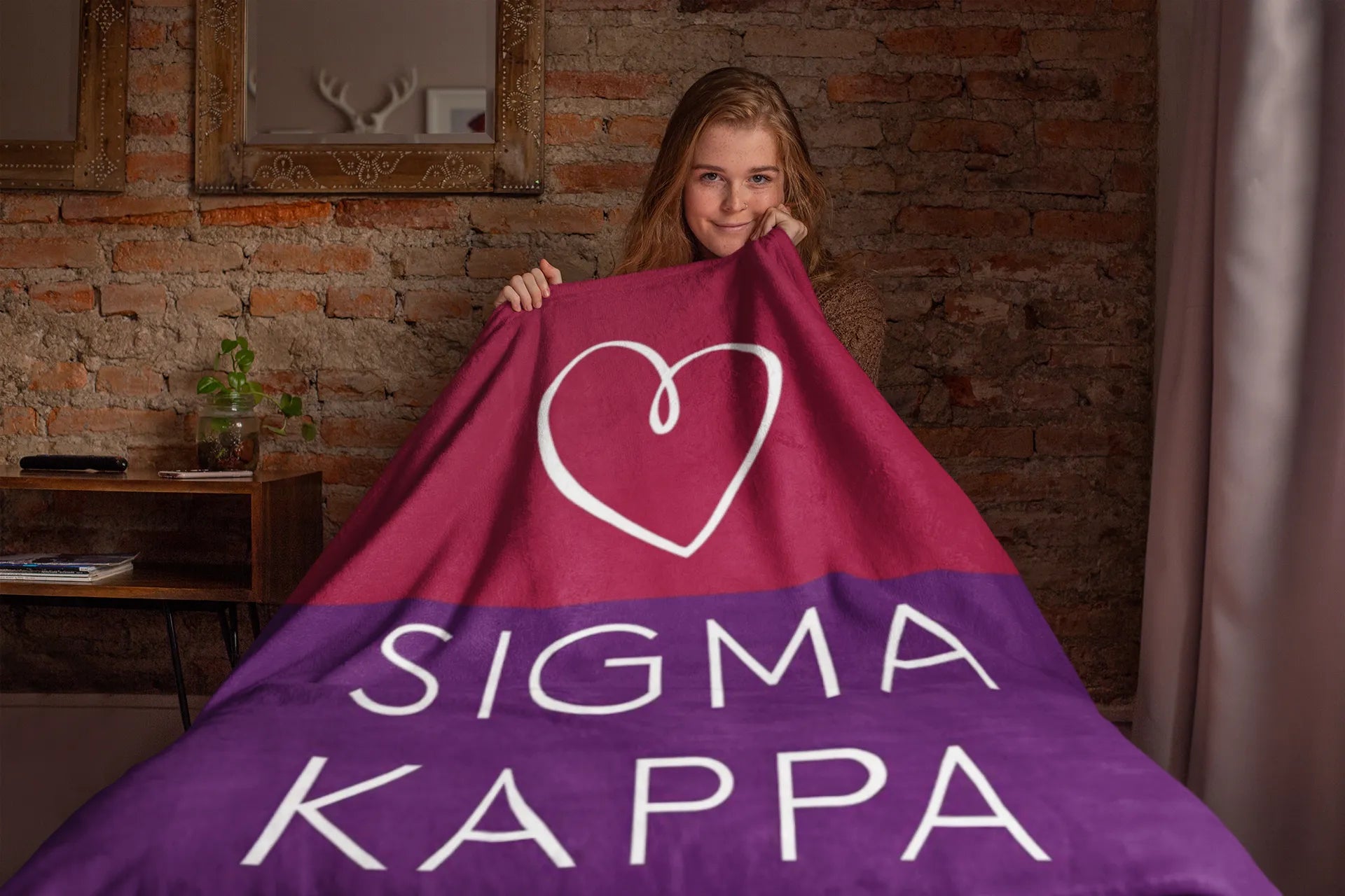 Sigma Kappa Sherpa Blanket  XL 60x80 Color Block | Sig Kap Gift Shop | Festive Fit Home