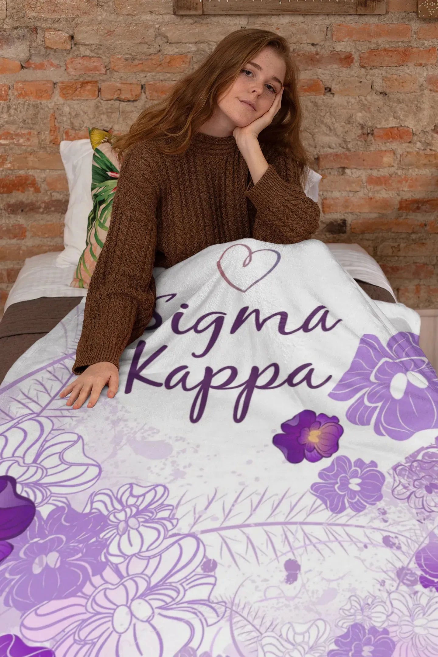 Sigma Kappa XL 60x80 Purple Violets Sherpa Throw Blanket Throw Blankets