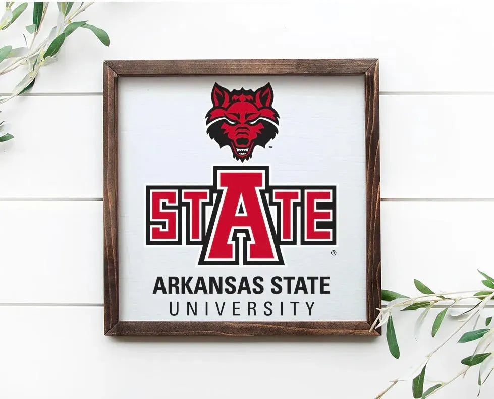 Arkansas "STATE" University 12x12 Wood Framed Sign Wall Art & Signs