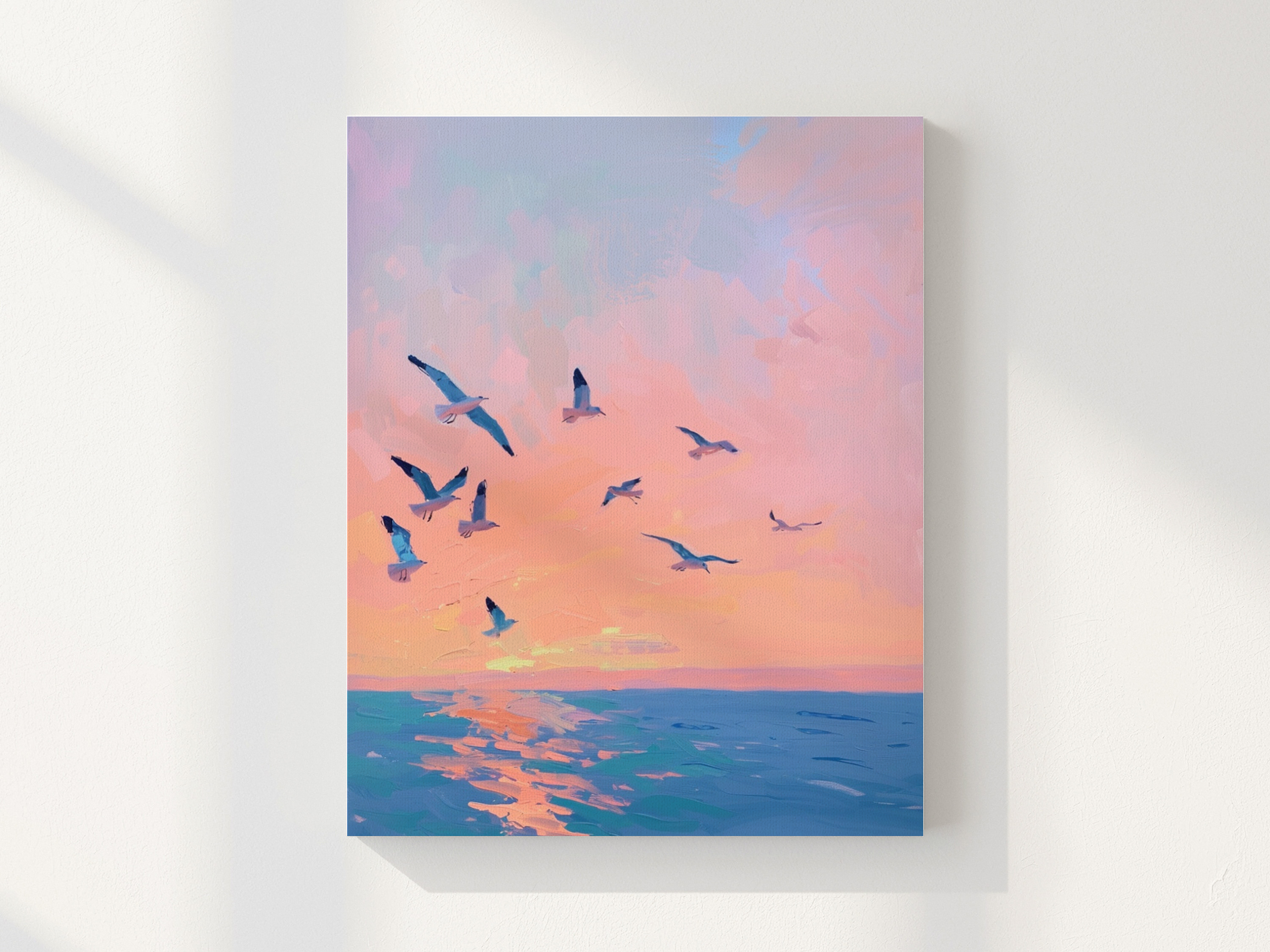 Gulls at Sunset Art Print | Coastal Dorm Decor | Wall Art - Campus Greek Fit