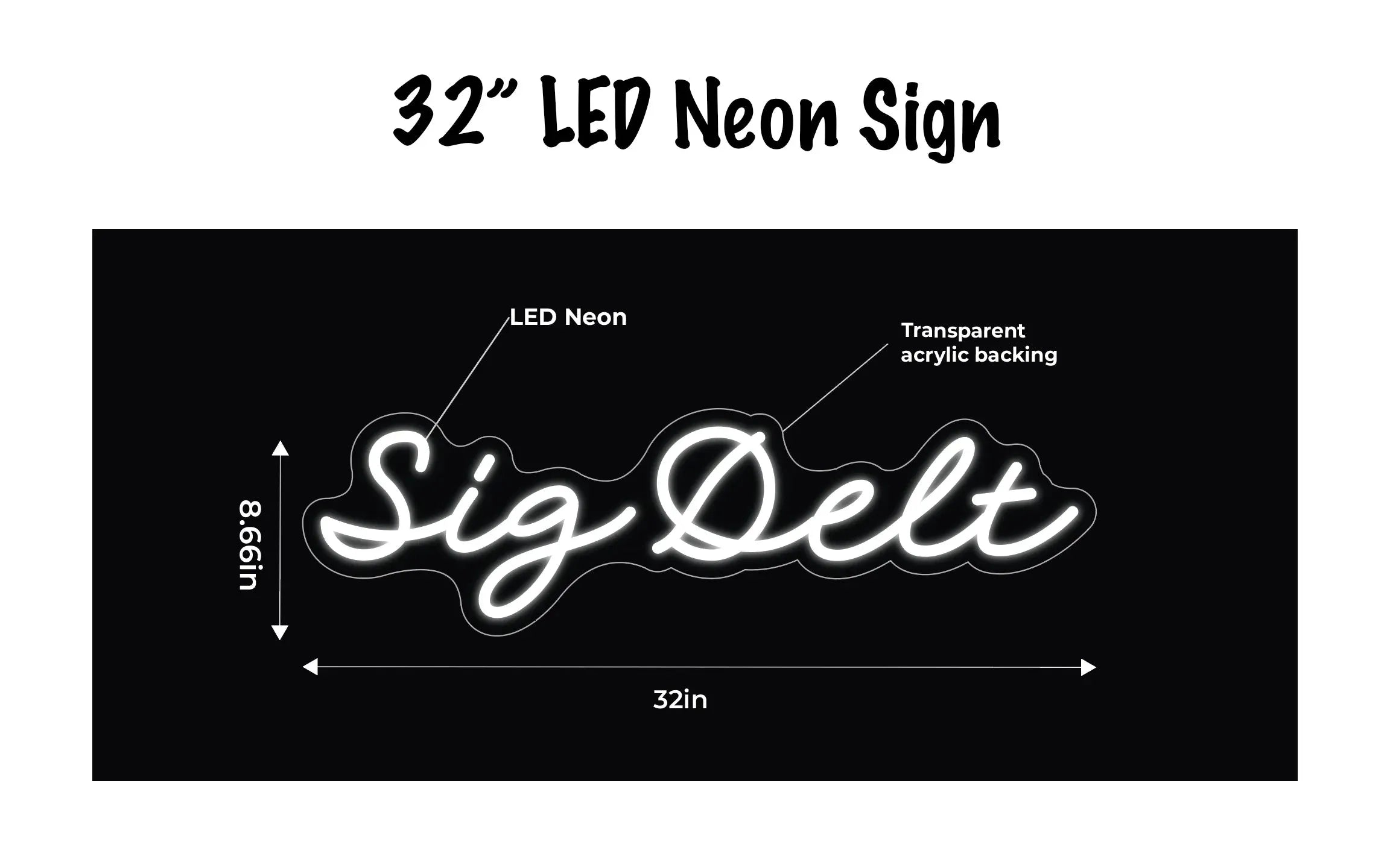 Sig Delt LED Neon Script Sign w/ Dimmer Neon Signs