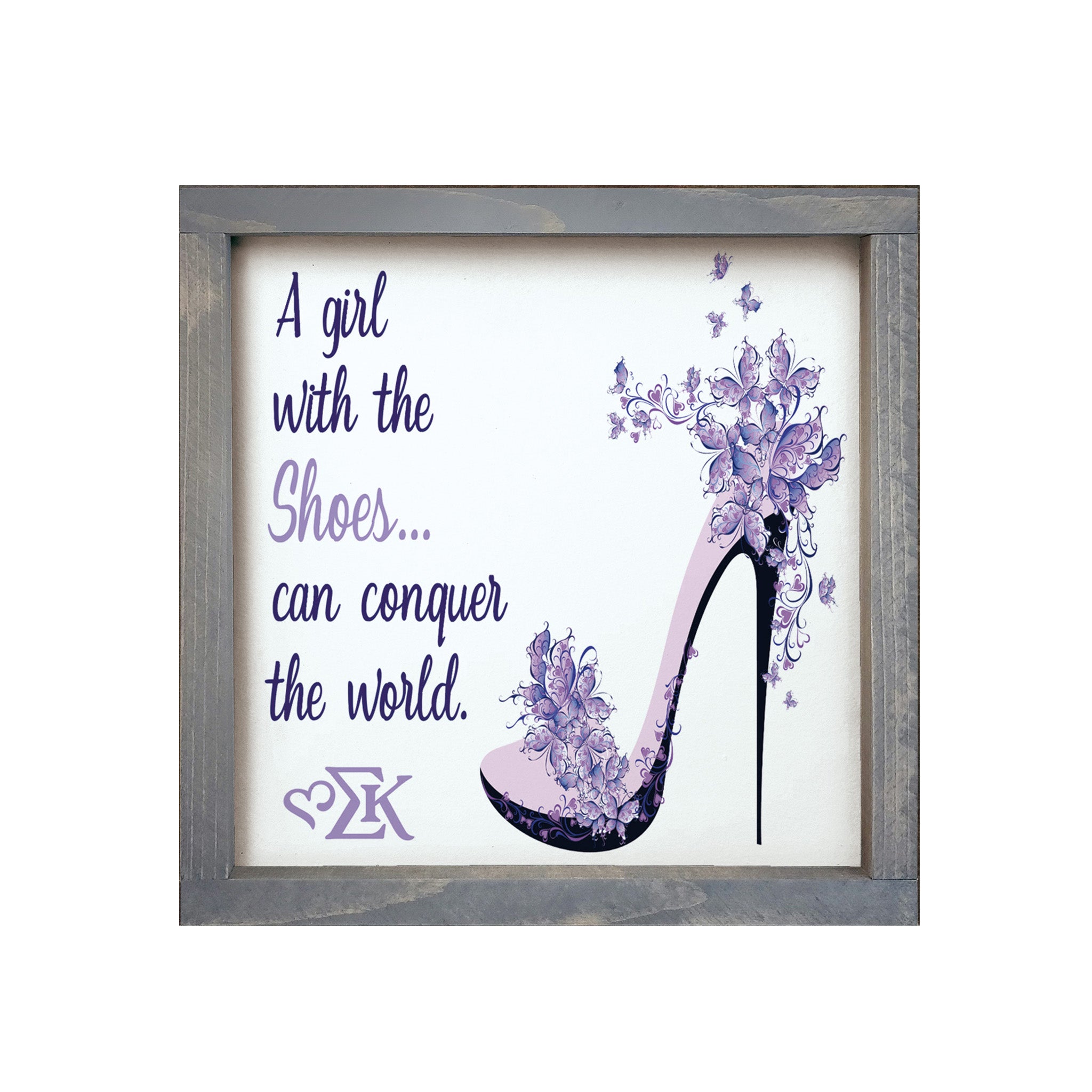 Sigma Kappa 12x12 Wood Framed Sign - The Right Shoes