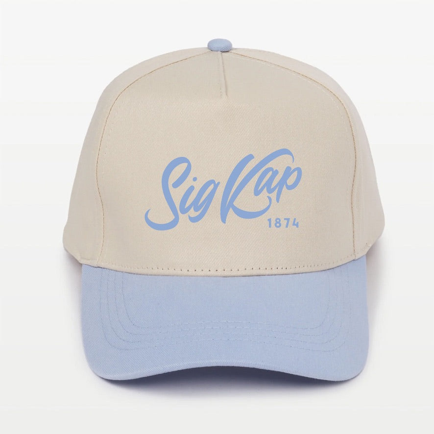 Sig Kap Embroidered Two Tone Baseball Cap Hat Script 1874 Blue