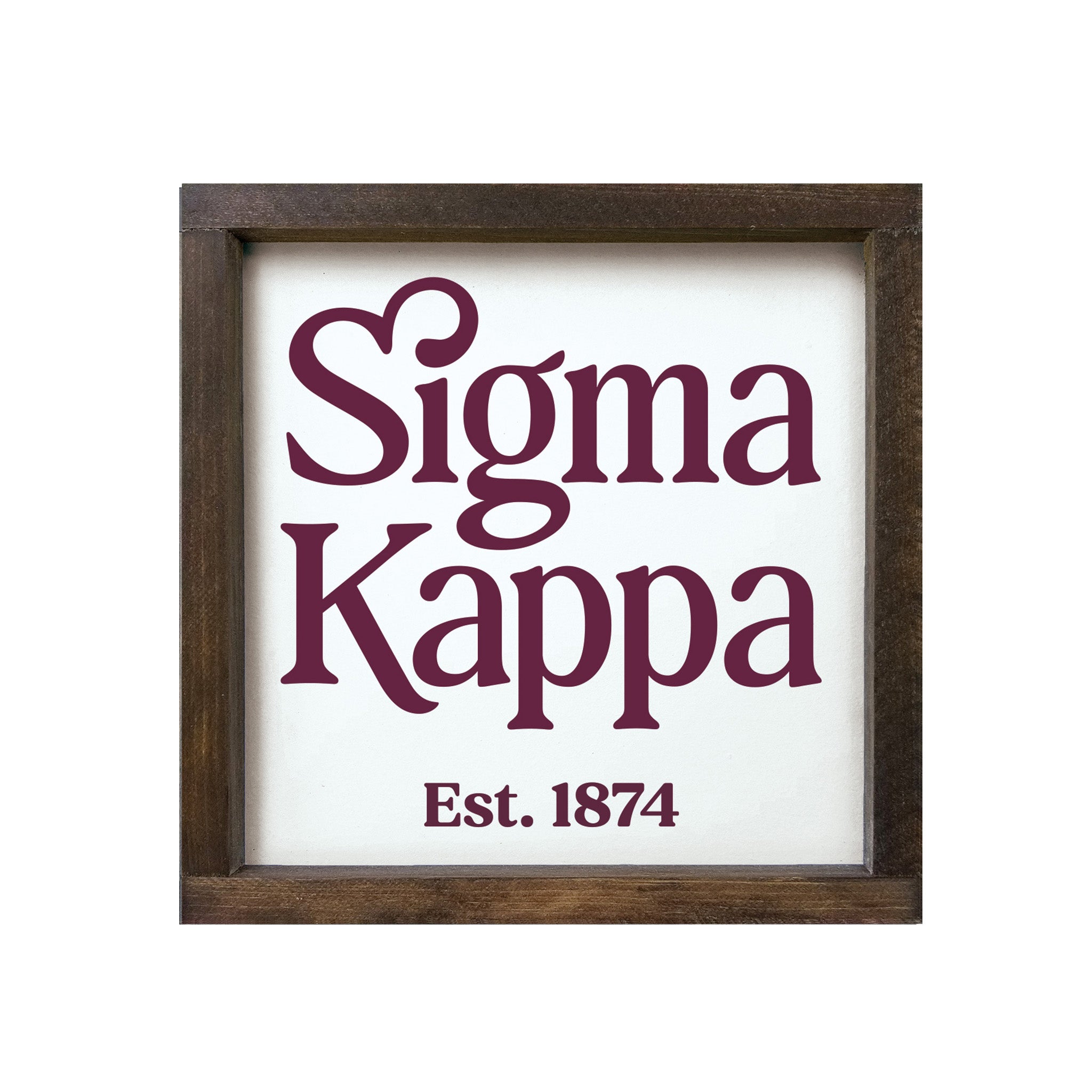Sigma Kappa 12x12 Traditional Wood Framed Sign | Sig Kap Wall Art