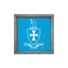 Sigma Chi 12x12 Wood Framed Sign - Coat of Arms Blue Weathered Gray Wall Art & Signs