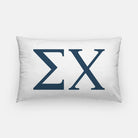 Sigma Chi Lumbar Pillow Cover - Greek Letters White Deep Blue Pillow Covers