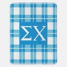 Sigma Chi XL 60x80 Sherpa Throw Blanket - Plaid Blue Throw Blankets