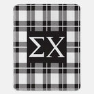 Sigma Chi XL 60x80 Sherpa Throw Blanket - Plaid Black Throw Blankets