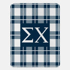 Sigma Chi XL 60x80 Sherpa Throw Blanket - Plaid Deep Blue Throw Blankets