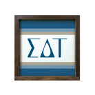 Sigma Delta Tau 12x12 Wood Framed Sign - Stripes Walnut Stain Wall Art & Signs