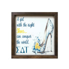 Sigma Delta Tau 12x12 Wood Framed Sign - The Right Shoes Walnut Stain Wall Art & Signs
