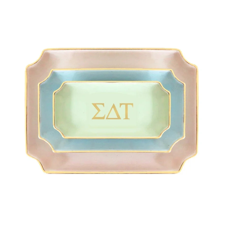 Sigma Delta Tau Gold Monogram Decorative Tray | Big Little Gifts