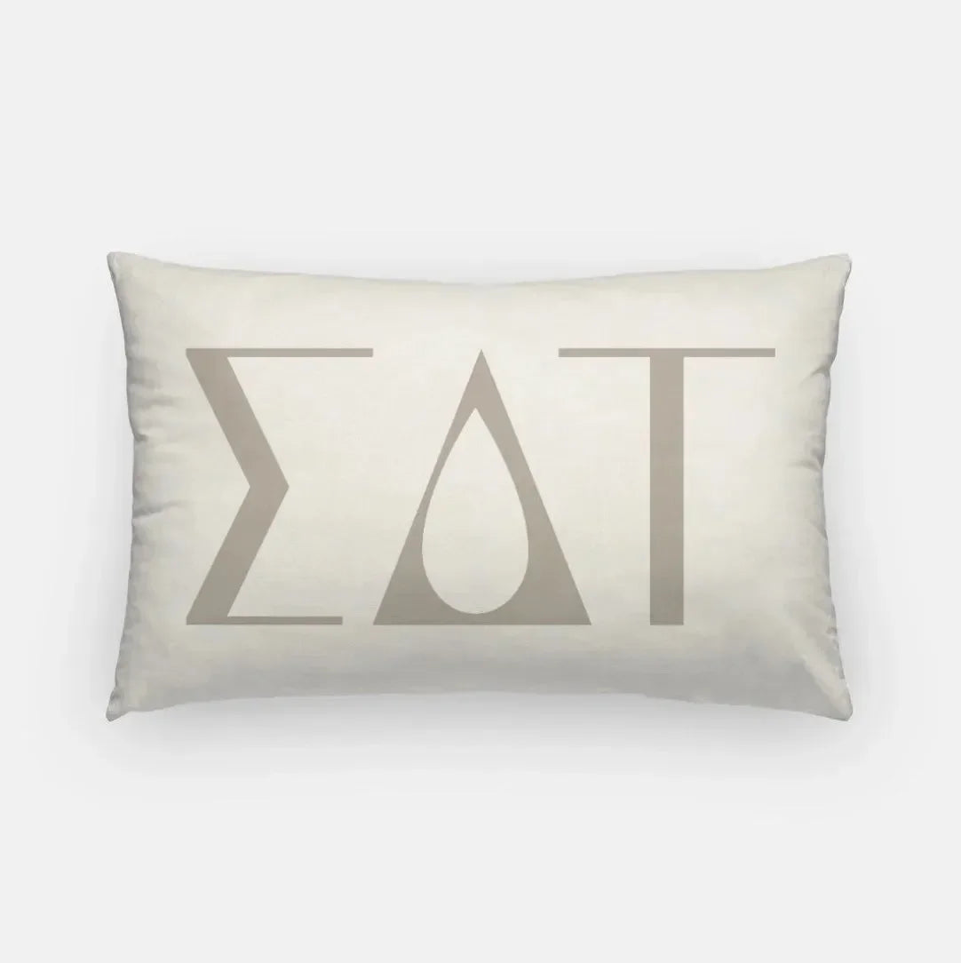 Sigma Delta Tau Lumbar Pillow - Knockout Greek Letters Cream
