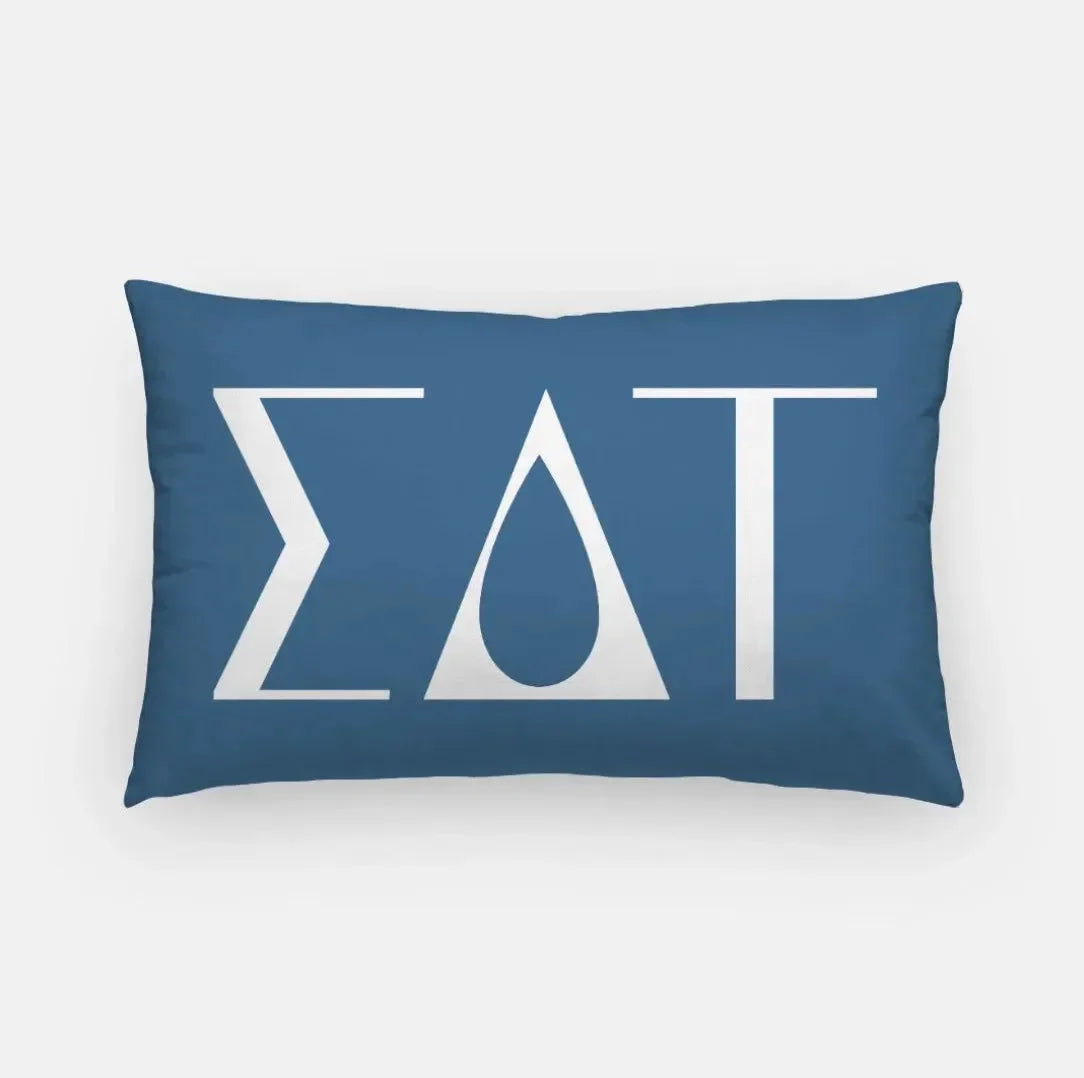 Sigma Delta Tau Lumbar Pillow - Knockout Greek Letters Old Blue