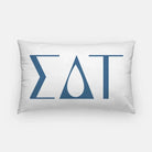 Sigma Delta Tau Lumbar Pillow - Knockout Greek Letters White Old Blue