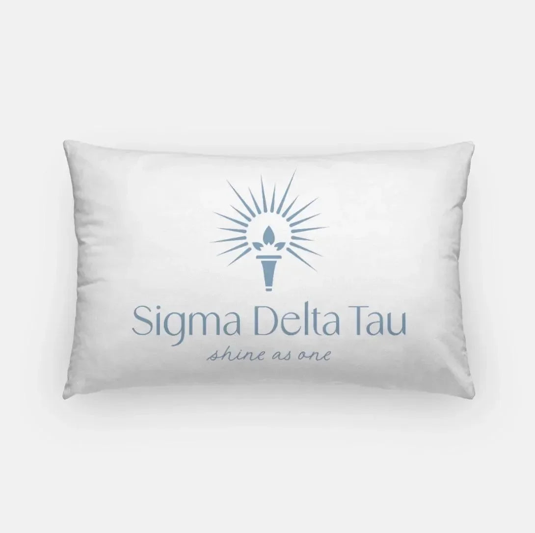 Sigma Delta Tau Lumbar Pillow White Droplet Blue