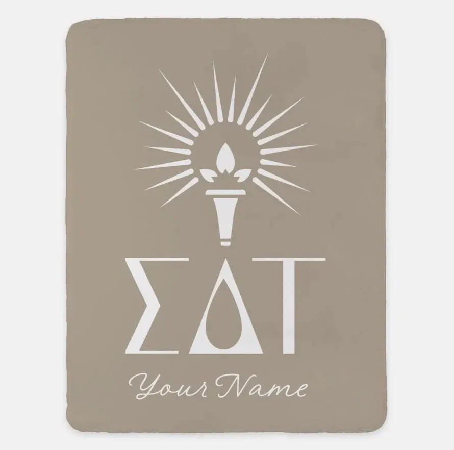 Sigma Delta Tau Personalized XL 60x80 Sherpa Throw Blanket Cafe Au Lait Throw Blankets