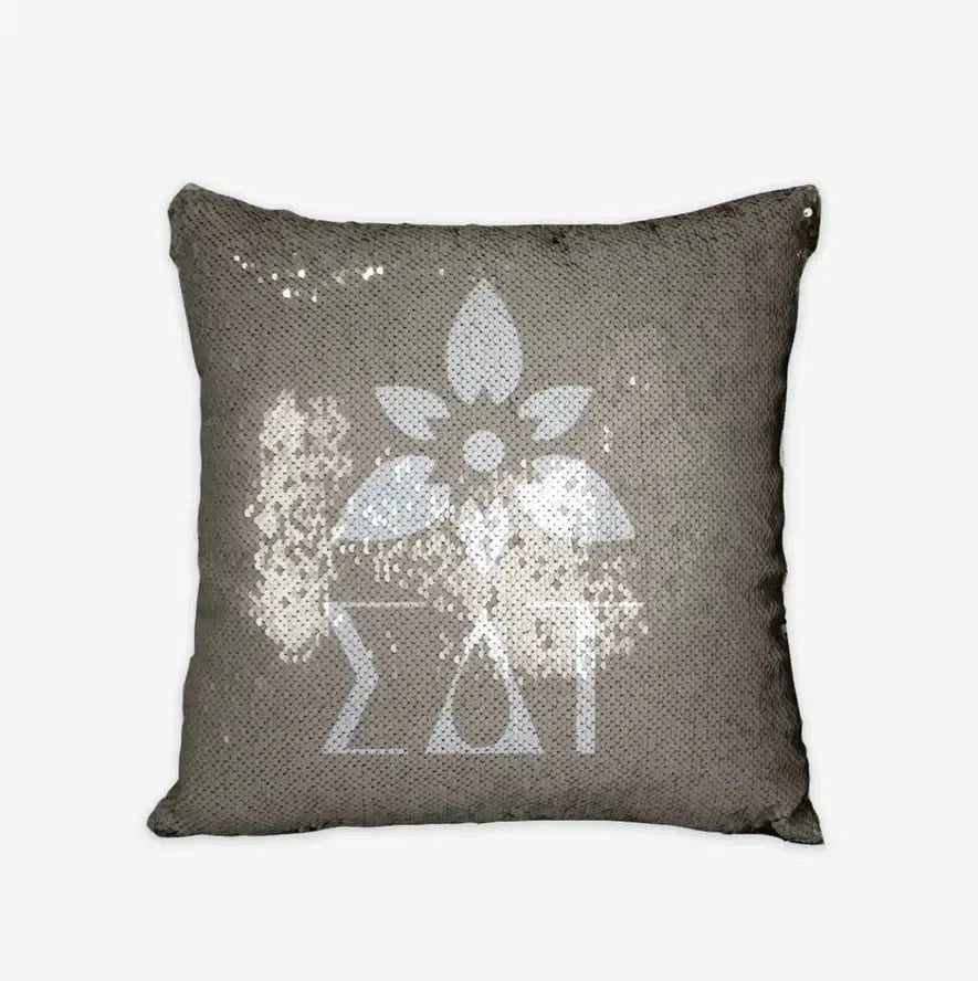 Sigma Delta Tau Sequin Pillow Cover Cafe Tea Rose