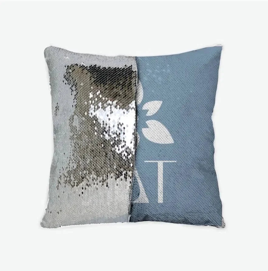Sigma Delta Tau Sequin Pillow Cover - Droplet Tea Rose Droplet Blue 
