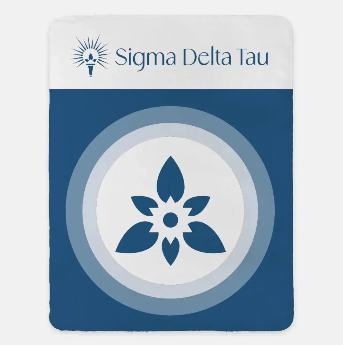 Sigma Delta Tau XL 60x80 Sherpa Throw Blanket - Droplet Wide Band Blue