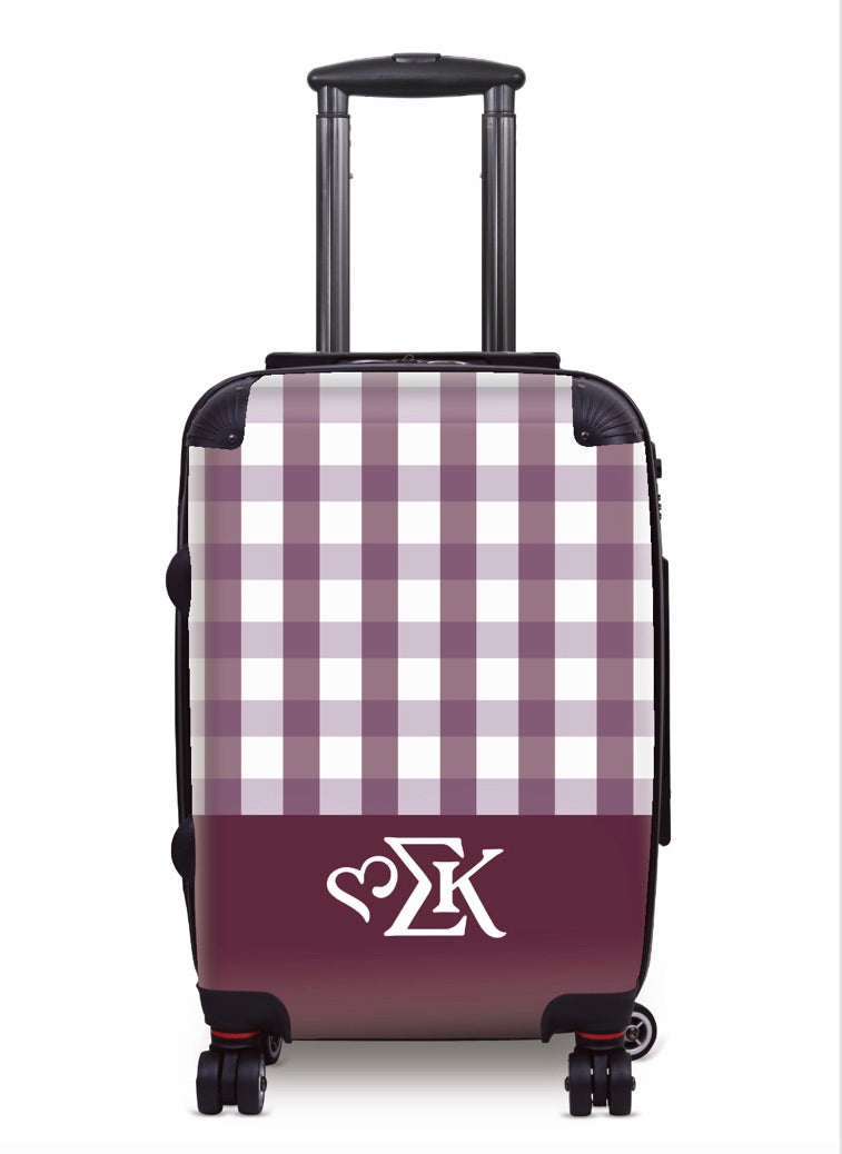 Sigma Kappa Gingham 20" Carry-on Suitcase Maroon