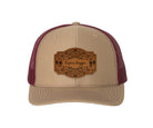 Sigma Kappa Richardson 112 Leatherette Patch Trucker Hat - Scroll Khaki Burgundy Trucker Hat