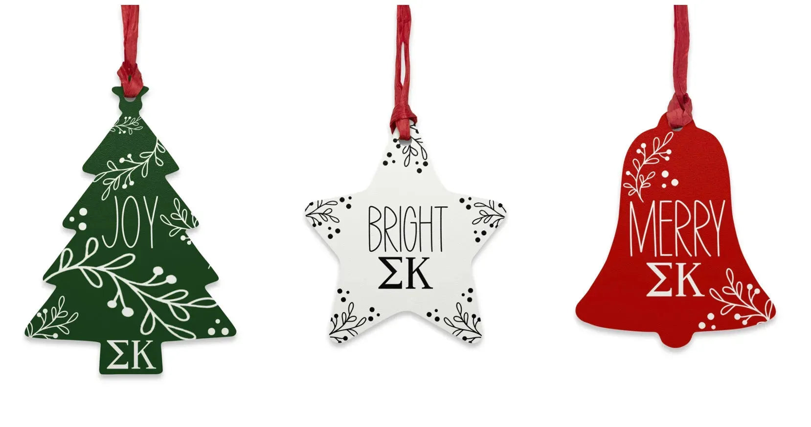 Sigma Kappa Wood Christmas Ornaments / Magnets (Set of 3) Holiday Ornaments