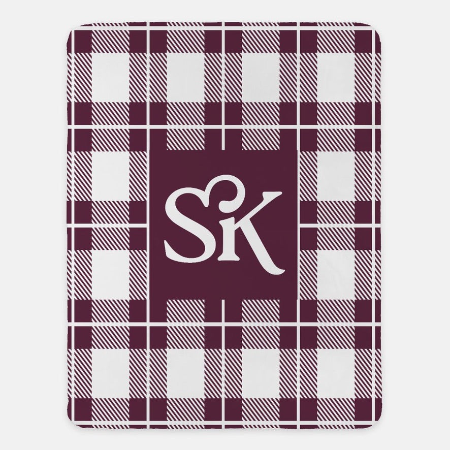Sigma Kappa XL 60x80 Plaid Sherpa Throw Blanket - SK Logo