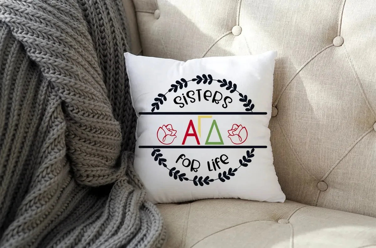 Alpha Gamma Delta 18" Throw Pillow Cover - Sisters For Life Pillow Covers