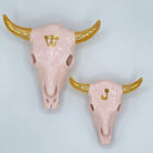 Personalized Monogrammed Cow Skull with Gold Accent | Dorm Decor