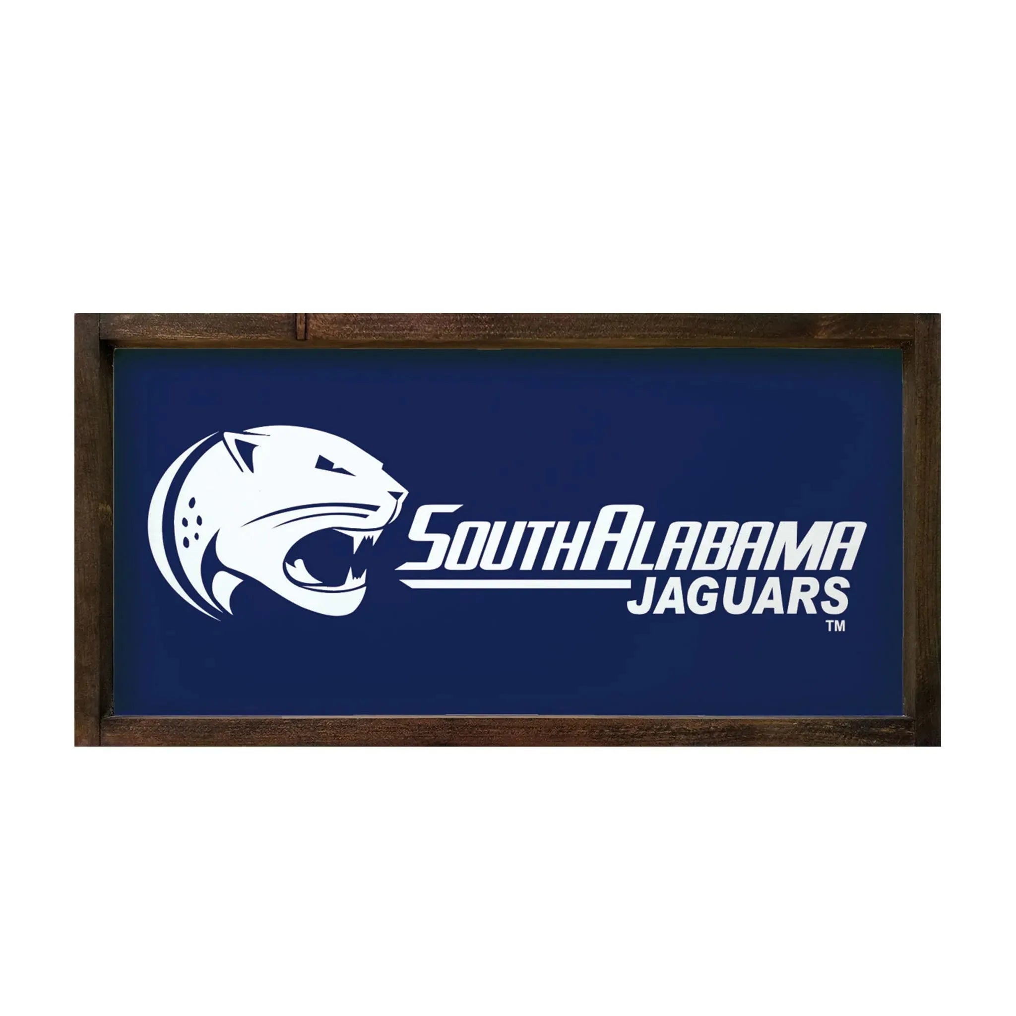 University of South Alabama Large 12x24 Classic White Logo Wood Sign - Blue Wall Art & Signs