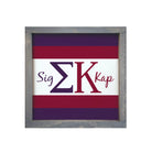 Sigma Kappa Wood Framed Sign - Greek Letters - Stripes 12"x12" | Decor | Festive Fit Home