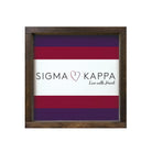 Sigma Kappa Wood Framed Sign - Traditional Stripes - 12"x12" | Custom Gifts | Dorm Decor | Festive Fit Home